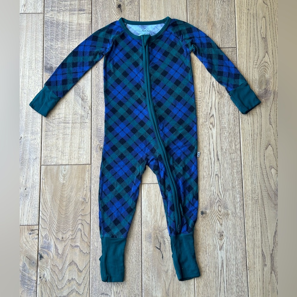 Little Sleepies Emerald Plaid Zippy size 6-12 Months